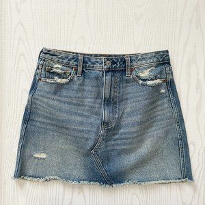 Abercrombie Natural Rise Distressed A-line Denim Jean Skirt - Size 29/8